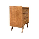 Vintage chest of drawers with compass feet, raw oak, 1960