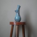 Handmade ceramic vase made in France handmade pottery turquoise brown contemporary design