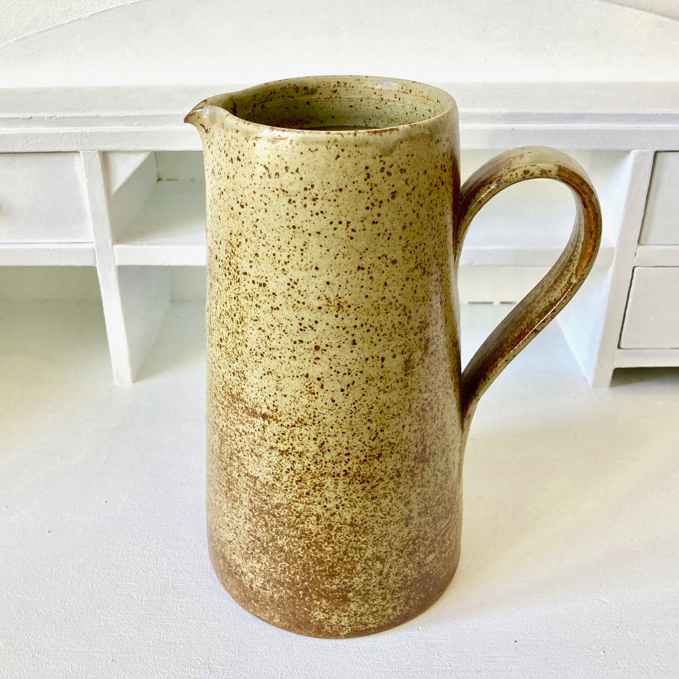 Pitcher sandstone vase signed