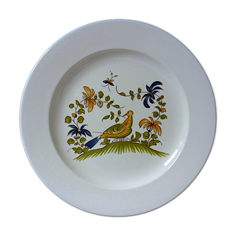 Small plate in Varages earthenware with ornithological decoration
