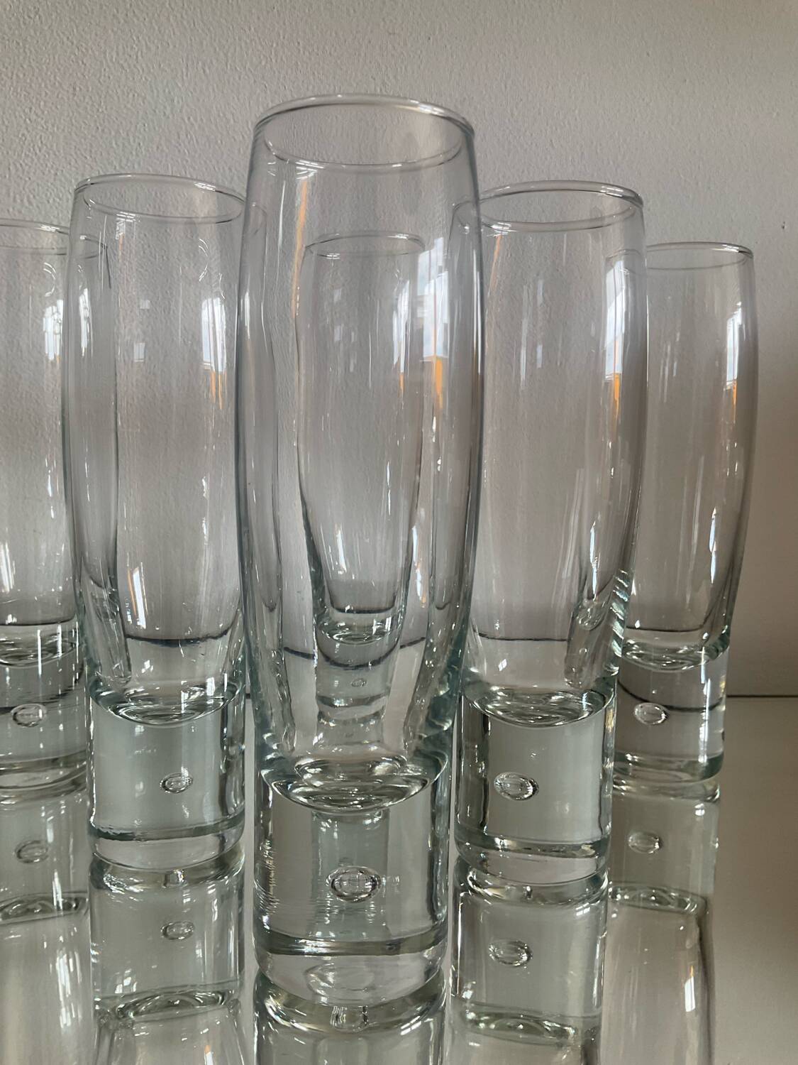 Set of 6 Kosta Boda sparkling champagne glasses from the 70s