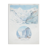 René LEVERD: Switzerland, Harmony of the Heights, original signed watercolor