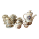 Vintage floral pattern stoneware coffee set, Saint-Amand Sologne earthenware