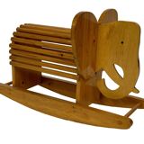Design suédois vintage Éléphant à bascule en bois Design des années 80