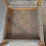 Set of 6 stackable chairs in beech and jute.