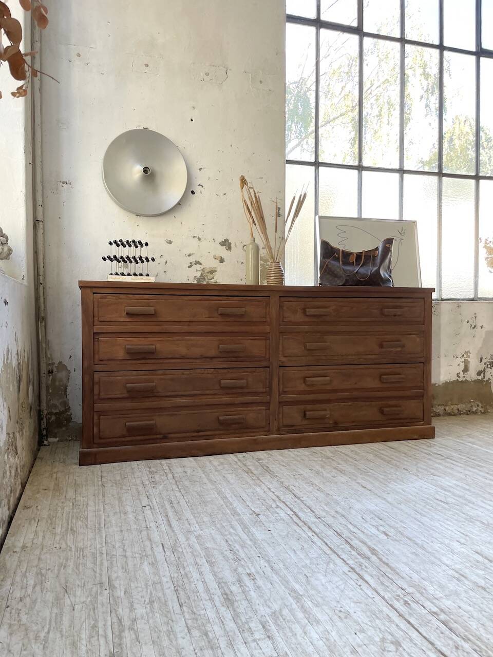 50s pitch pine haberdashery cabinet