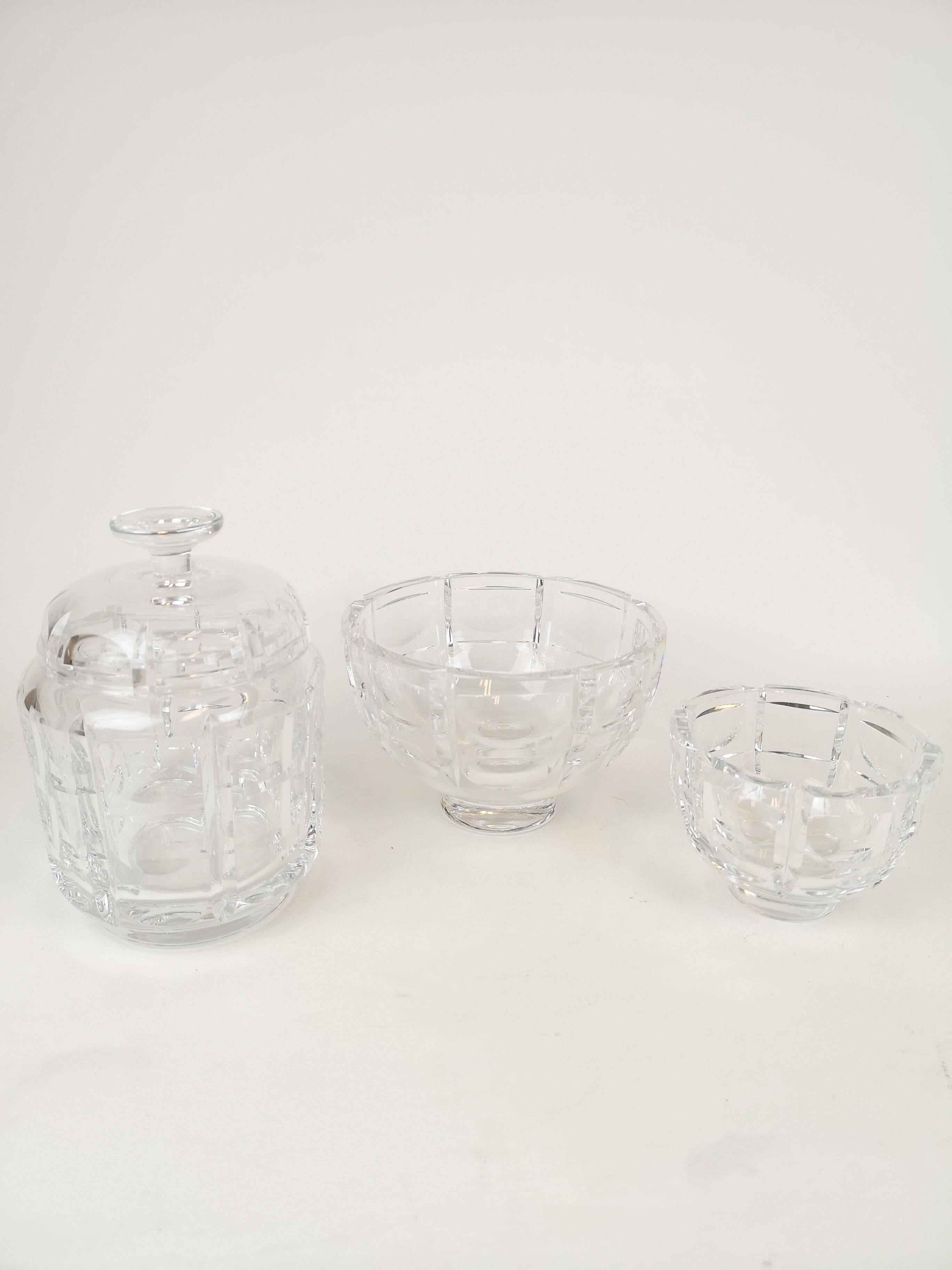 Set of 3 Art Deco crystal pieces Orrefors Simon Gate Sweden