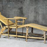 1960s rattan lounger
