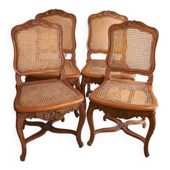 Louis XV chans chairs (4) in solid wood