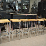 Lot of 6 old bar top stools 1970