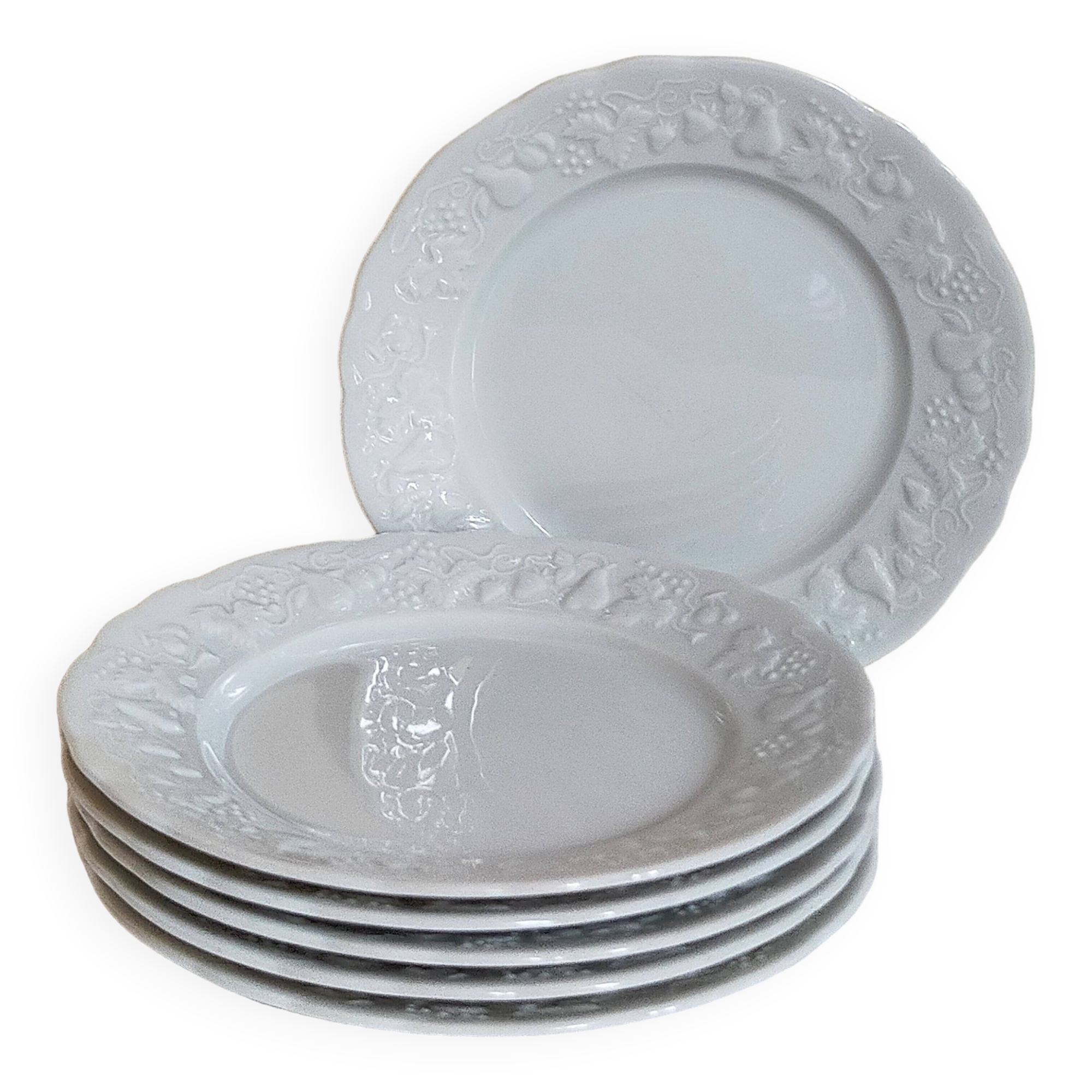 Six vintage Philippe Deshoulières Limoges California porcelain bread plates