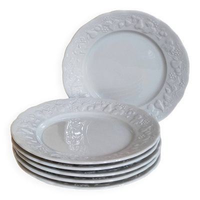 Six assiettes à pain Philippe Deshoulières porcelaine de Limoges California vintages