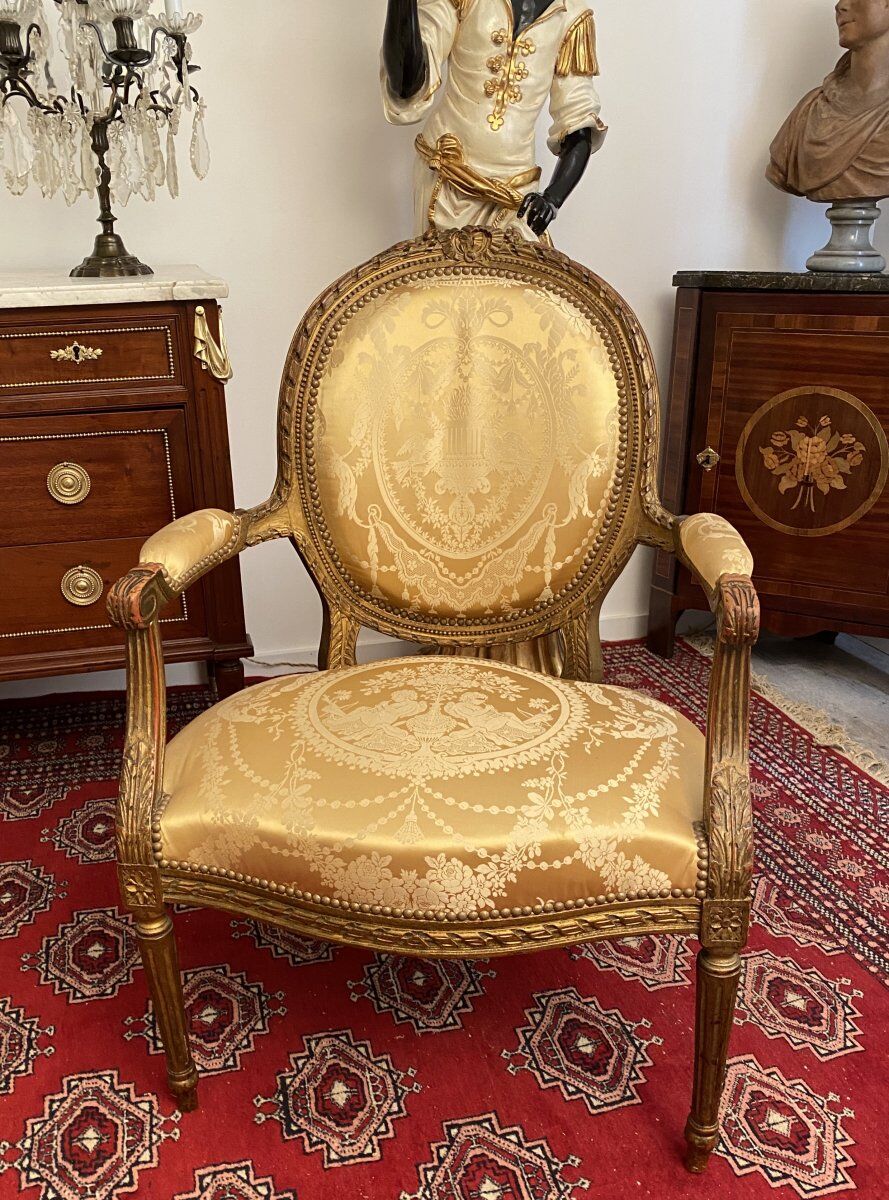 Fauteuil cabriolet de style Louis XVI époque Napoleon III