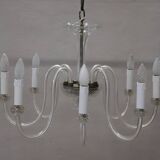 Vintage Clear Murano Glass Chandelier, 1980s