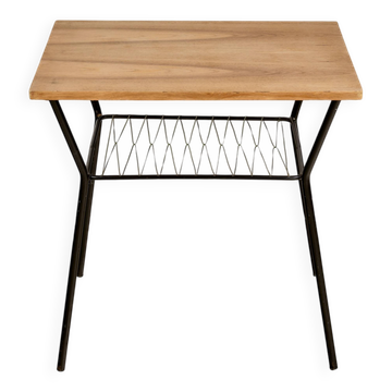 Table d'appoint en chêne vintage, années 1960, Tchécoslovaquie