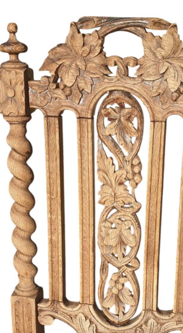 Set of 4 natural wood chairs, Henri II style