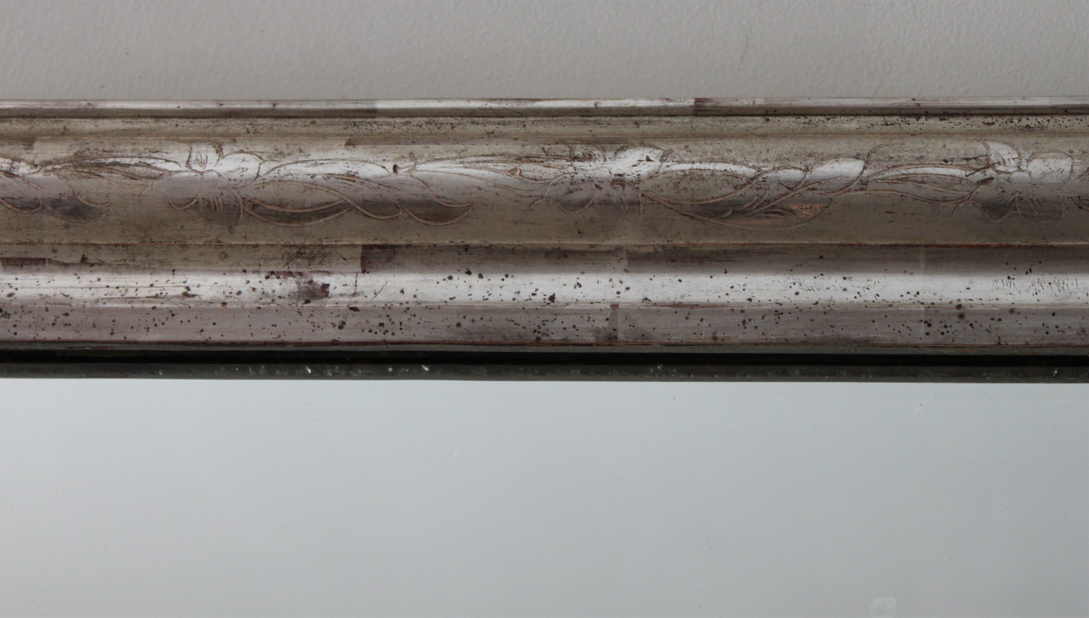 Louis Philipe silver mirror - Large vintage mirror. 71x114cm