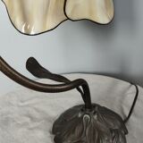 Table lamp bronze and stained glass, Tiffany style, 1991