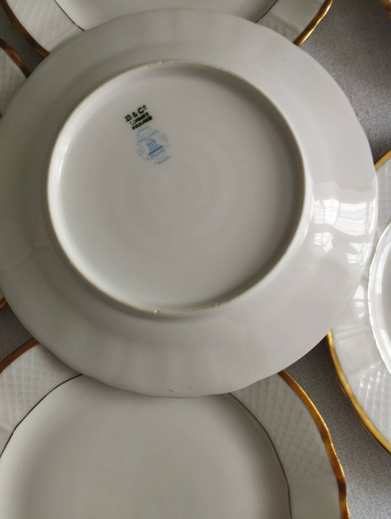 "Pallas" - 6 dessert plates in Limoges porcelain Balleroy & Cie