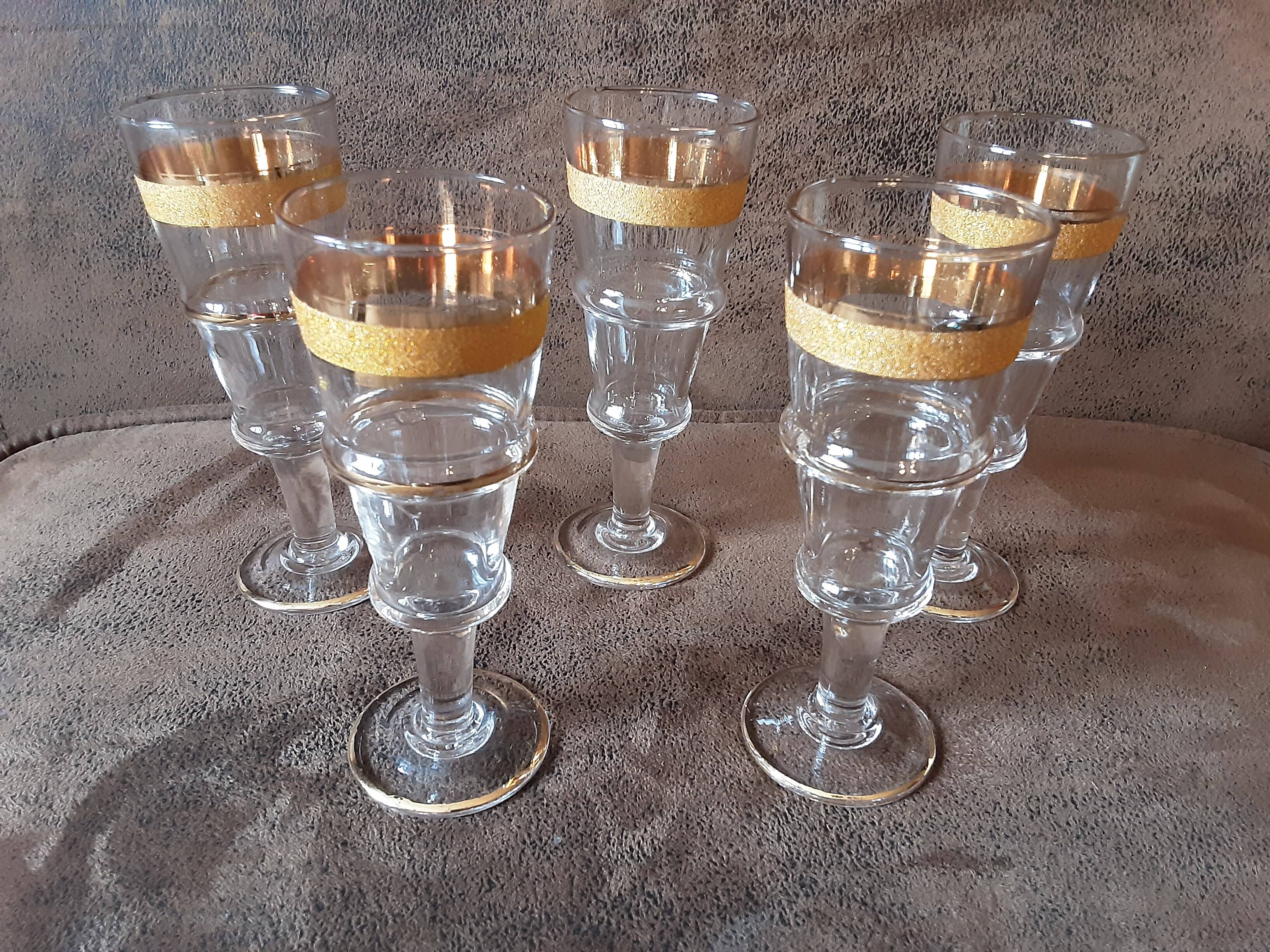 Set of 5 vintage digestive glasses