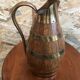 Old pitcher wood + strapping gold metal tableware style xixth vintage