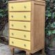 Chiffonnier art déco chêne brut et jaune