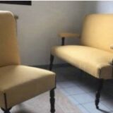 1 old sofa/bench and 1 armchair