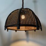Vintage rattan and webbing hanging lamp 1970s retro