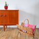 Modernist rattan and metal magazine rack 1970