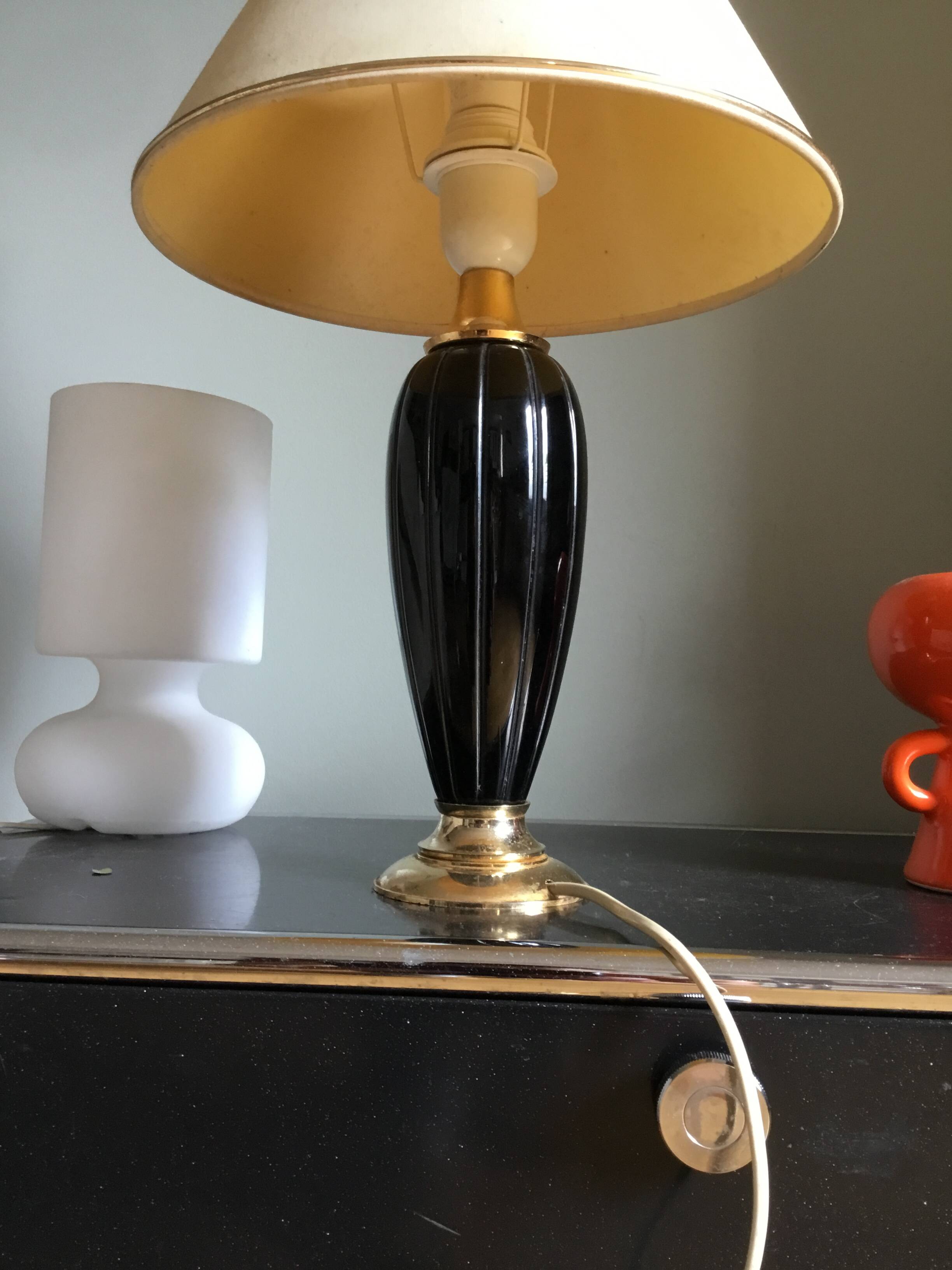 Vintage gold and black ceramic lamp