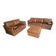 Roche Bobois vintage lounge from the 80s – cognac buffalo leather – 2 sofas + pouf