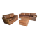 Roche Bobois vintage lounge from the 80s – cognac buffalo leather – 2 sofas + pouf