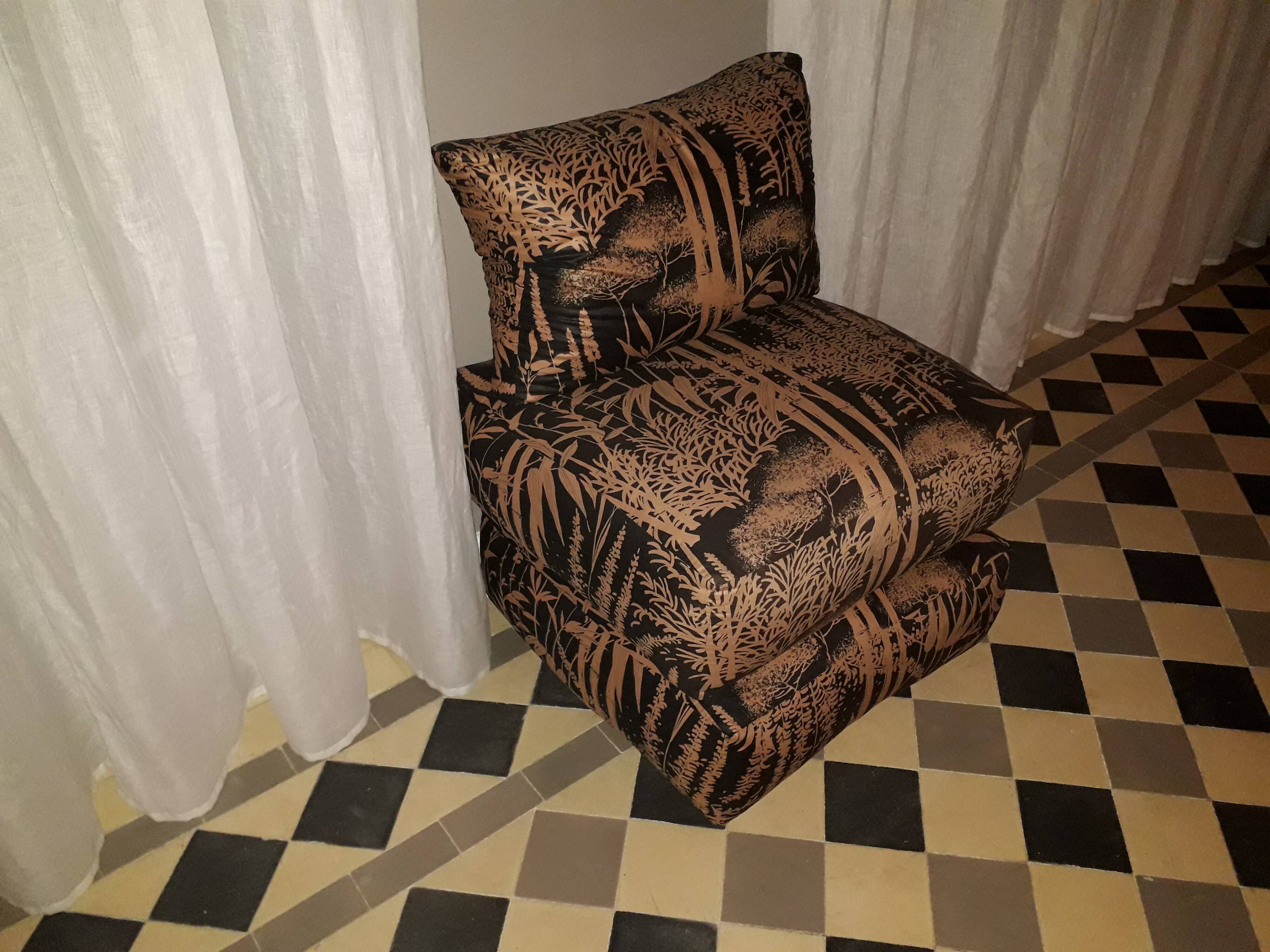 2 armchairs bamboo fabric