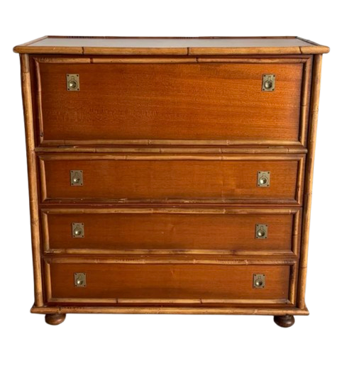 1970s wooden and bamboo sideboard bar furniture