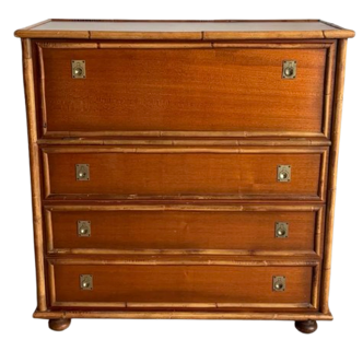 1970s wooden and bamboo sideboard bar furniture