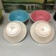 4 Digoin cups France the Francorussian green yellow blue pink dessert