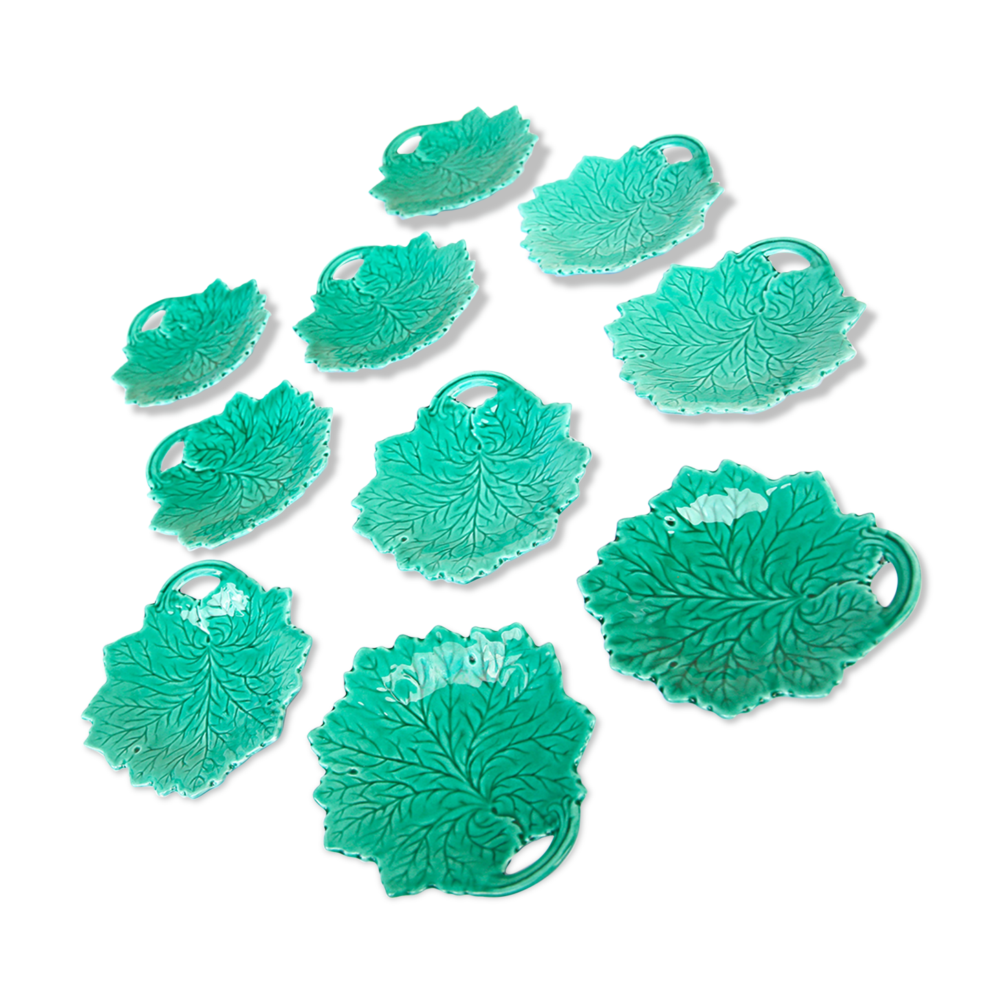 Set of 10 plates leaves in old slurry from Germany