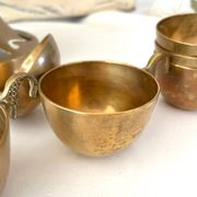 Brass Punch Bowl Set with 12 Cups, Ladle – French Vintage Mid-Century