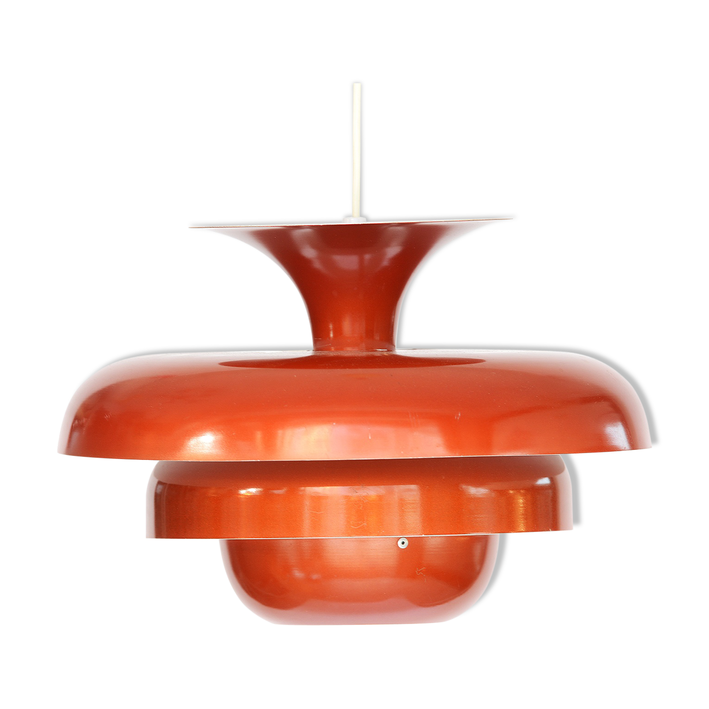 Layered metal pendant light with candy apple lacquer, Sweden 1970s