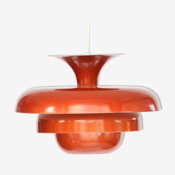 Layered metal pendant light with candy apple lacquer, Sweden 1970s
