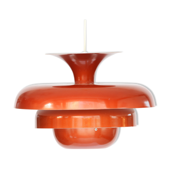 Layered metal pendant light with candy apple lacquer, Sweden 1970s