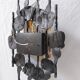 Brutalist glass and iron wall lamp from the 60s