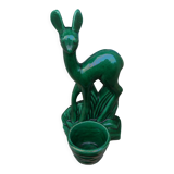 Vintage statue 50/60 Biche Lemanceau St Clément dark green ceramic