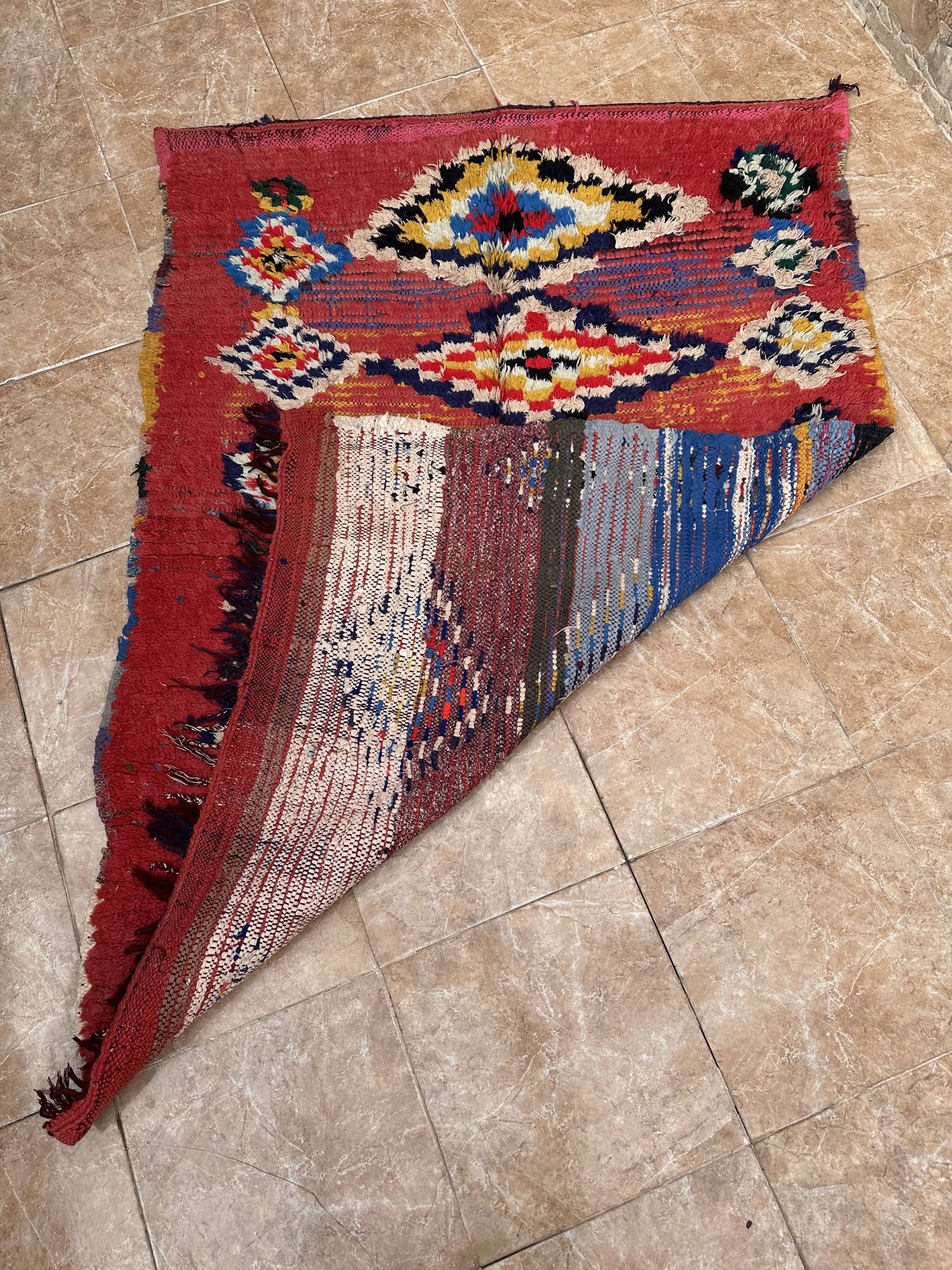 Tapis marocain unique - Tapis Art déco vintage - Tapis Boucharouit