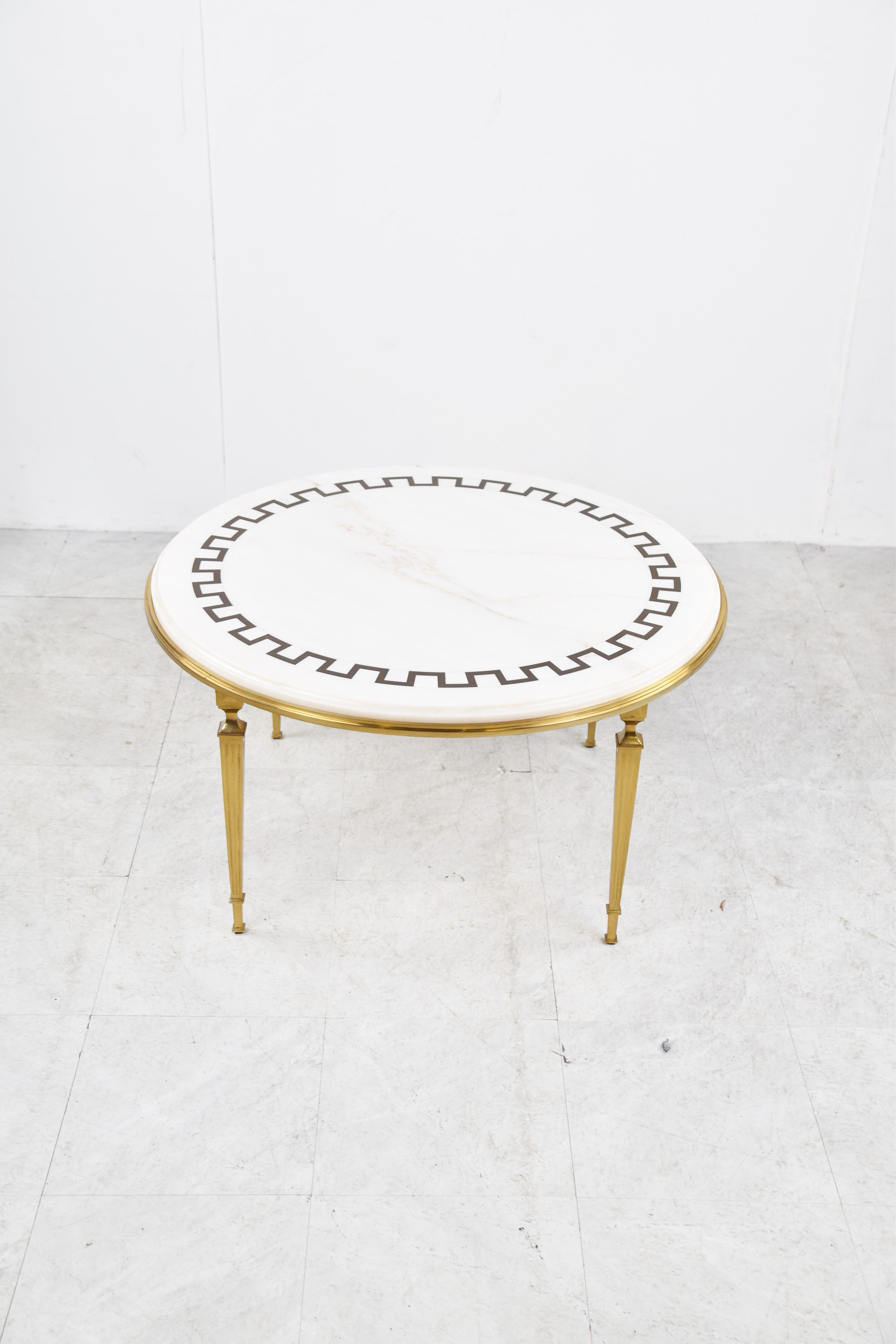 Vintage brass and white marble coffee table, 1970s