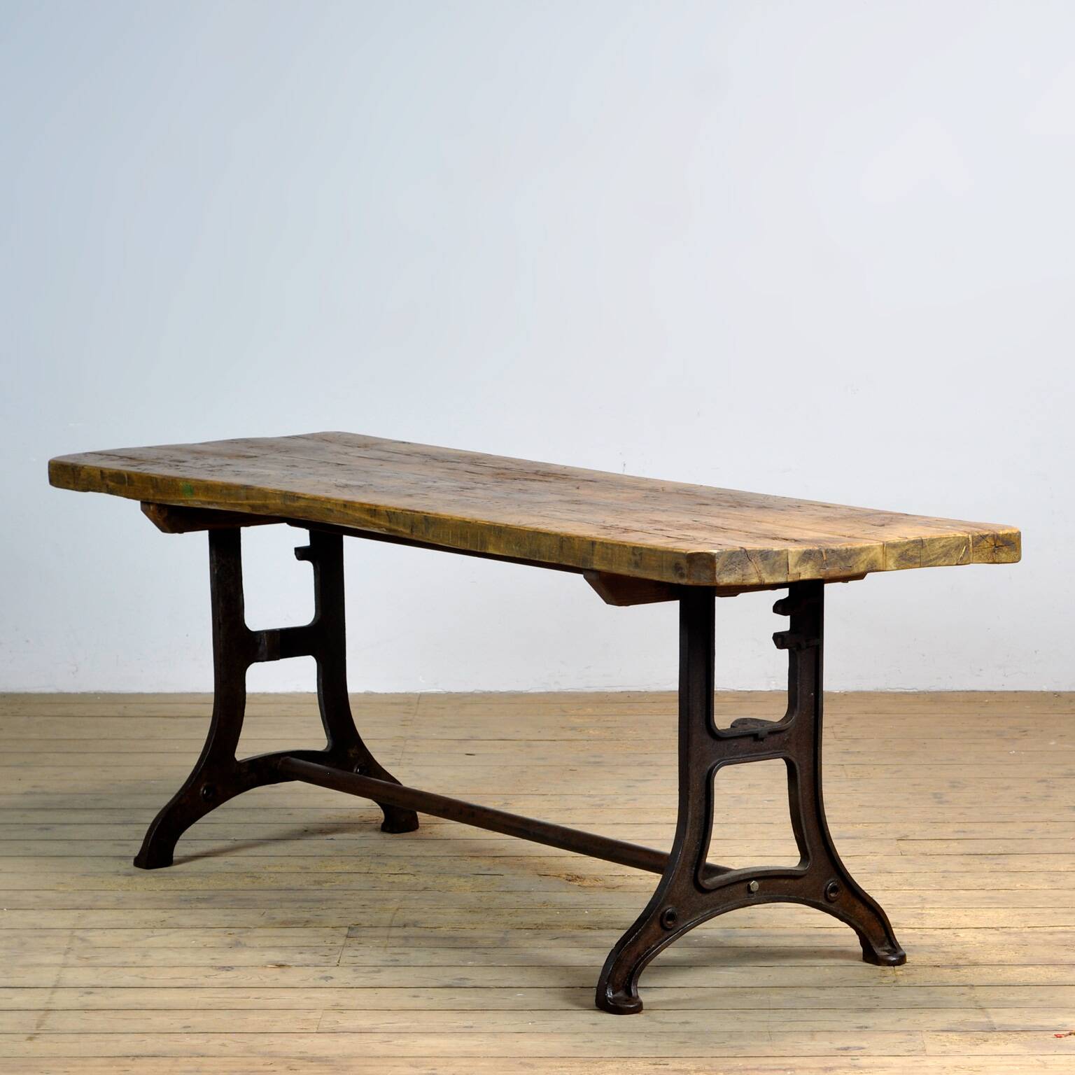Industrial Table With An Old Pine Top