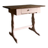 Bureau rustique peint en rose avec plateau marron