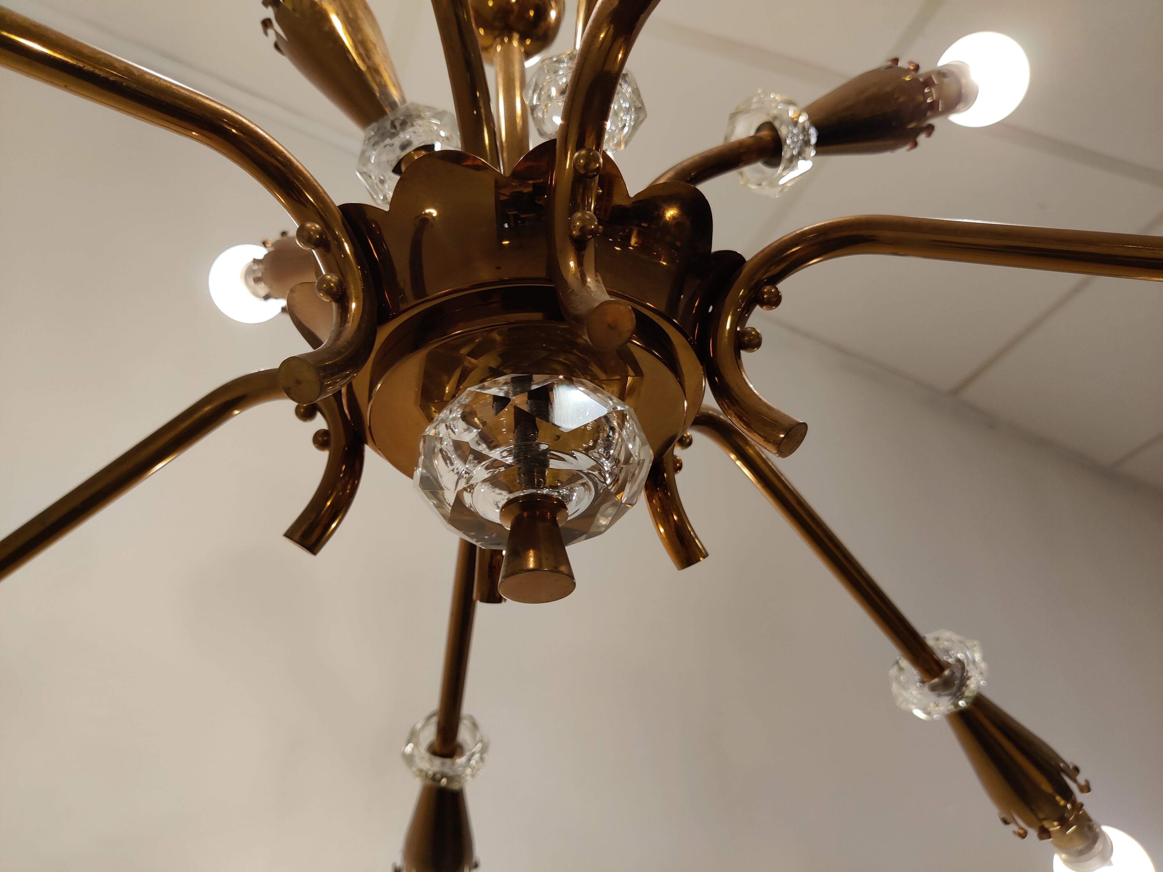 Mid century copper chandelier, 1950s