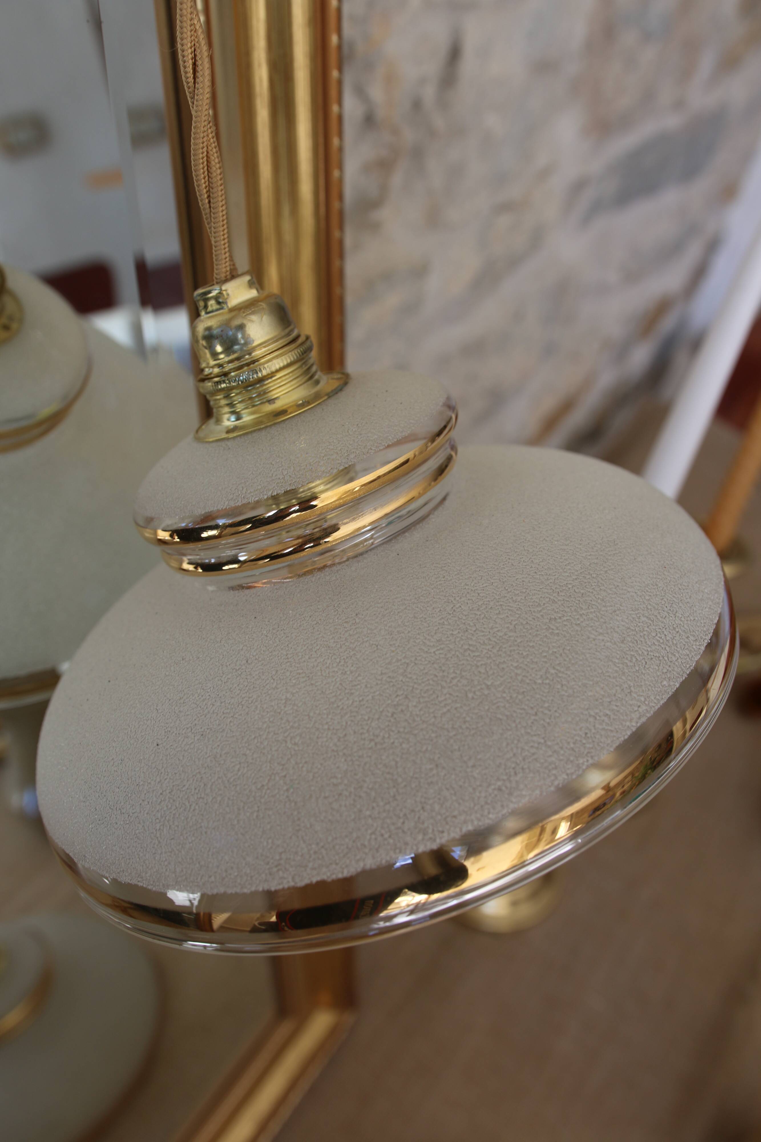 Sandblasted glass portable lamp