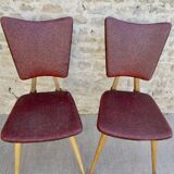 Pair of light wood chairs with Skai, around 1950.